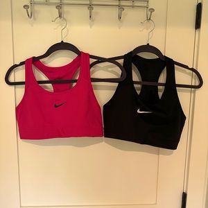 2 Nike Dri-Fit Sports Bras - Black and Pink - size L
